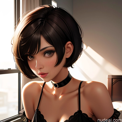 ai nude image of pics of One Sorority Skinny Small Tits Small Ass Short Short Hair Brunette Pixie Messy White Soft Anime Bedroom Choker Mesh Jumpsuit Blowjob Angel