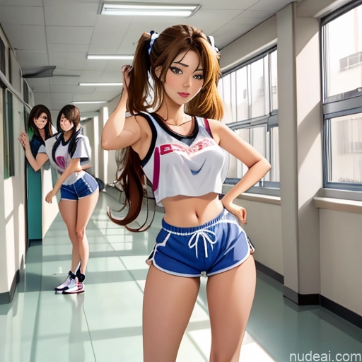 related ai porn images free for Asian Sorority Two 18 Sexy Face Blonde Brunette Pigtails Straight Soft Anime School Hallway Dolphin Shorts Scissors Pose