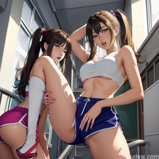 ai nude image of pics of Asian Sorority Two 18 Sexy Face Blonde Brunette Pigtails Straight School Hallway Dolphin Shorts Scissors Pose On Back Cumshot Crisp Anime Skin Detail (beta) Anime