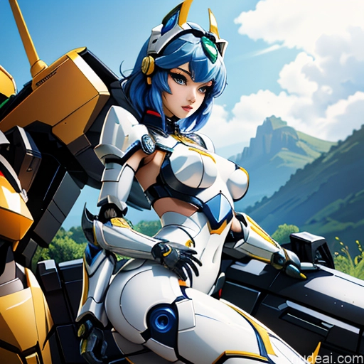 SuperMecha: A-Mecha Musume A素体机娘 Leon Raymond Fantasy Armor Butt Bite Pantsuit Rainbow Haired Girl