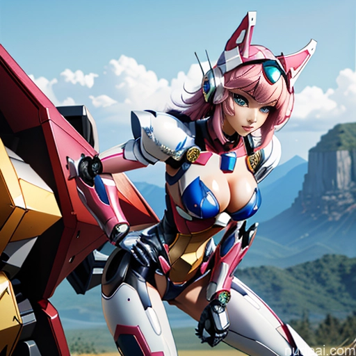 SuperMecha: A-Mecha Musume A素体机娘 Leon Raymond Fantasy Armor Butt Bite Pantsuit Pink Hair