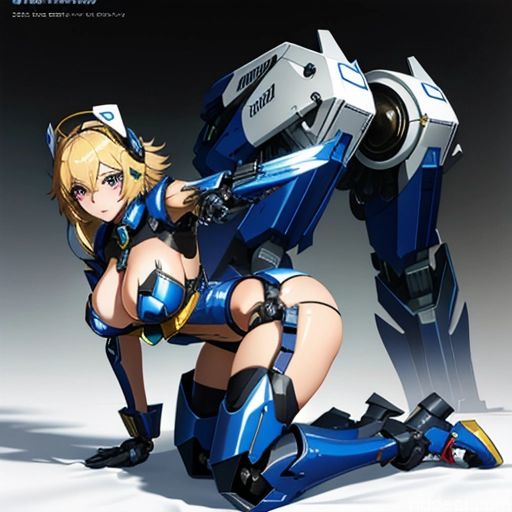 SuperMecha: A-Mecha Musume A素体机娘 Leon Raymond Fantasy Armor Butt Bite Pantsuit Blonde