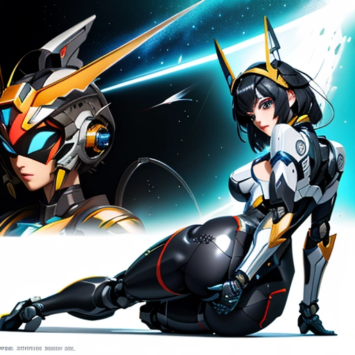 SuperMecha: A-Mecha Musume A素体机娘 Leon Raymond Butt Bite Pantsuit Black Hair