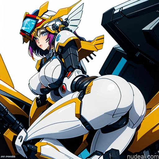 SuperMecha: A-Mecha Musume A素体机娘 Leon Raymond Butt Bite Pantsuit Rainbow Haired Girl