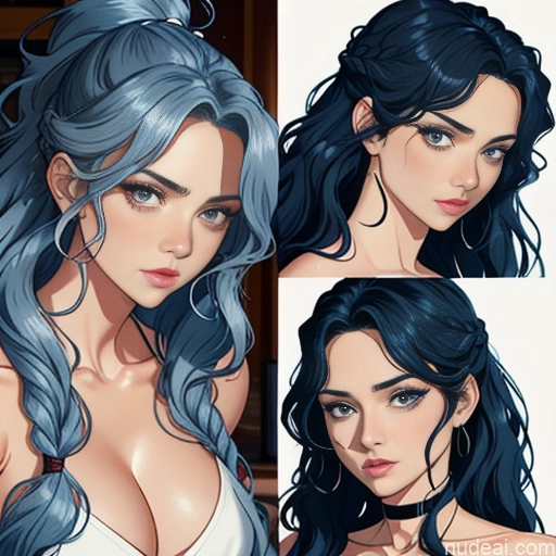 ai nude image of pics of Curly Hair Fairer Skin 18 Blue Hair White Hair Messy Bedroom Side View Jeans Wine Dark Lighting Long Hair Slicked Straight Warm Anime Skin Detail (beta) On Back Nude Topless Simple Woman Two Angry