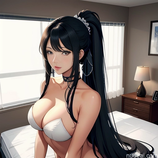 ai nude image of pics of Perfect Boobs Beautiful Big Ass Big Hips Perfect Body Long Hair Fairer Skin 18 Sexy Face Black Hair Ponytail Japanese Soft Anime Bedroom Front View Cumshot Nude Diamond Jewelry Bright Lighting Simple Model One