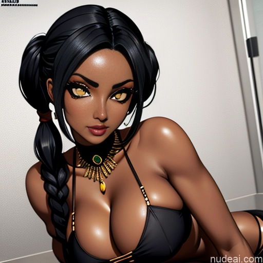 related ai porn images free for Dark Skin Tribal African Goth Huge Boobs Black Hair Braided Pigtails Spandex Cleavage Crisp Anime