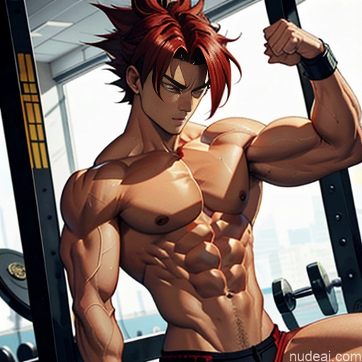 related ai porn images free for Super Saiyan 4 Neon Lights Clothes: Red Woman Muscular Abs Busty Front View