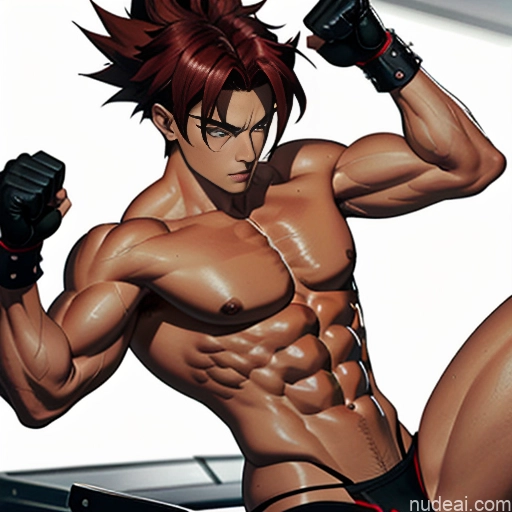 related ai porn images free for Super Saiyan 4 Neon Lights Clothes: Red Woman Muscular Abs Busty Front View