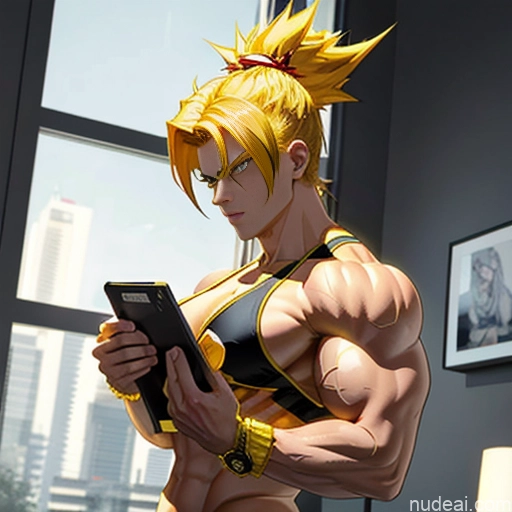 ai nude image of pics of Super Saiyan Super Saiyan 4 Neon Lights Clothes: Red Neon Lights Clothes: Yellow Woman Bodybuilder Busty Front View