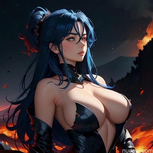 ai nude image of pics of Woman Two Busty Huge Boobs Perfect Boobs 18 Sad Blue Hair Messy Japanese Soft Anime Hell Front View Gaming Nude Angel Partially Nude Topless Bright Lighting