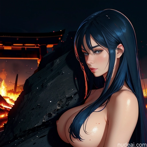 ai nude image of pics of Woman Two Busty Huge Boobs Perfect Boobs 18 Sad Blue Hair Messy Japanese Soft Anime Hell Front View Gaming Nude Angel Partially Nude Topless Bright Lighting