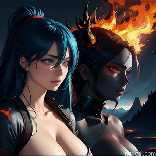 related ai porn images free for Woman Two Busty Huge Boobs Perfect Boobs 18 Sad Blue Hair Messy Japanese Soft Anime Hell Gaming Nude Angel Partially Nude Topless Bright Lighting Front View Side View