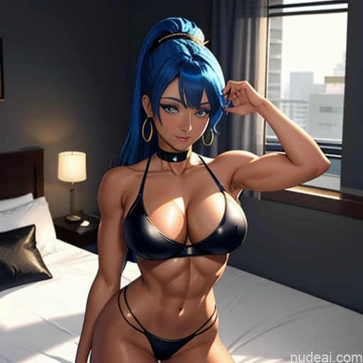 ai nude image of pics of Woman One Busty Dark Skin Oiled Body 20s Orgasm Ahegao Blue Hair Ponytail Egyptian Soft Anime Dark Fantasy Bedroom On Back Cumshot Nude Gold Jewelry Dark Lighting Pixie Choker Bangs Perfect Body Crisp Anime Topless Thick Big Hips