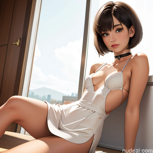 One 18 White Sorority Skinny Small Tits Small Ass Short Hair Brunette Pixie Choker Summer Dress Code Pose 不小心摔倒 Fallen_down