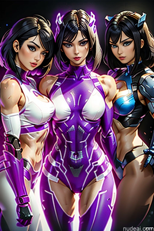 ai nude image of pics of Cyborg Woman Bobcut Asian Latina Front View Black Hair Purple Hair Mech Suit Sci-fi Armor Busty Space Suit Abs SuperMecha: A-Mecha Musume A素体机娘 Angel Has Wings Neon Lights Clothes: Purple Muscular Bodybuilder Several