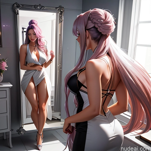 ai nude image of pics of Two Huge Boobs Long Hair 18 Skinny Orgasm Pink Hair Purple Hair Hair Bun White Mirror Selfie Bathroom Front View Nude Bright Lighting Blowjob Woman + Man