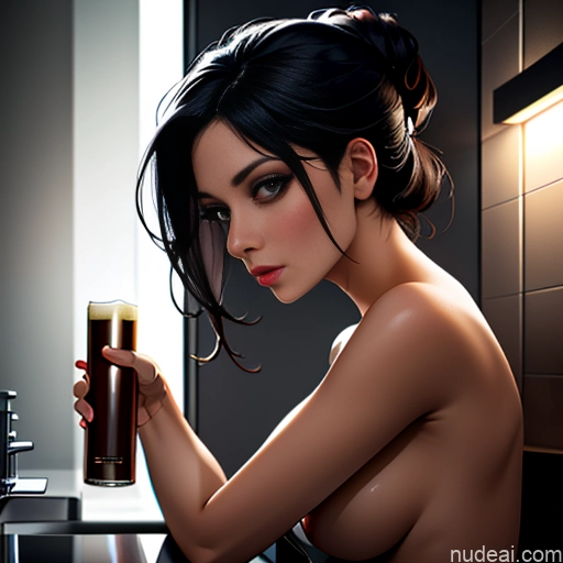 ai nude image of pics of 20s 30s Detailed Dark Lighting Beer Partially Nude Nude Plank Blowjob Back View Front View Side View Close-up View Bathroom Dark Fantasy Orgasm Black Hair Messy