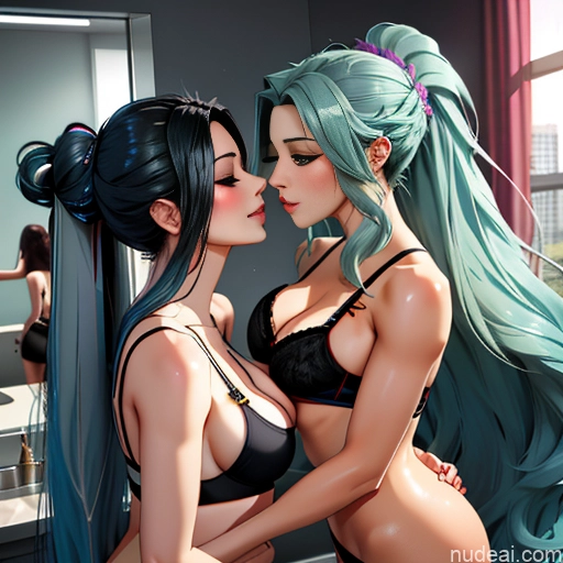 related ai porn images free for Woman Two Straight Korean Kisses On Back Stockings Panties Beautiful Blue Hair Sports Bra Ponytail Huge Boobs Big Ass Long Hair Fairer Skin Pink Hair Green Hair Brunette Office Shower Prison