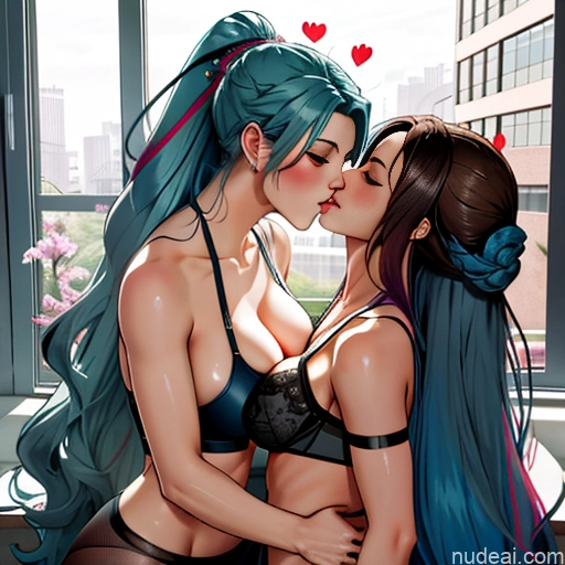 ai nude image of pics of Woman Two Straight Korean Kisses On Back Stockings Panties Beautiful Blue Hair Sports Bra Ponytail Huge Boobs Big Ass Long Hair Fairer Skin Pink Hair Green Hair Brunette Office Shower Prison