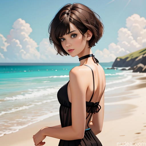 ai nude image of pics of One Anime Skinny Small Tits Big Ass Short Short Hair 18 Brunette Pixie White Choker Dress Pose 不小心摔倒 Fallen_down