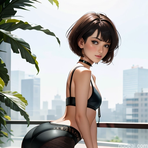 One Skinny Anime Small Tits Big Ass Short Short Hair 18 Brunette Pixie White Choker Dress Undressing Another