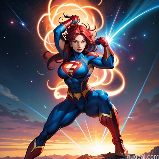 related ai porn images free for Superheroine Superhero Busty Muscular Powering Up Abs Heat Vision