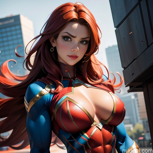 Superheroine Superhero Busty Muscular Abs Squirt