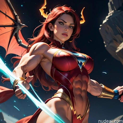 related ai porn images free for Superheroine Superhero Busty Muscular Abs Powering Up Devil