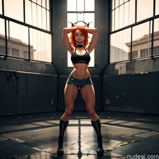 related ai porn images free for Busty Muscular Abs Long Legs Tall Tanned Skin Oiled Body 18 Serious Ginger Long Hair Full Frontal Boots Choker Daisy Dukes Crop Top Tank Top Bodybuilder Transparent T-pose Prison Bondage Mesh