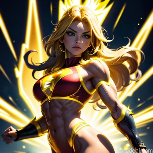 related ai porn images free for Muscular Busty Abs Powering Up Science Fiction Style Super Saiyan Super Saiyan 3 Superheroine Superhero Neon Lights Clothes: Yellow