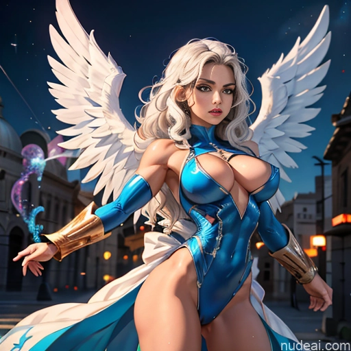 related ai porn images free for Israel Jewish Superhero Bodybuilder Busty Abs Powering Up Heat Vision Regal Has Wings Muscular Curly Hair WhiteHairBlueEye