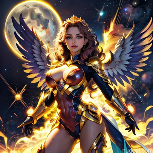 ai nude image of pics of Superhero Busty Abs Muscular Ukraine Superheroine Powering Up Neon Lights Clothes: Yellow Heat Vision Dynamic View Science Fiction Style Space Curly Hair Regal Has Wings