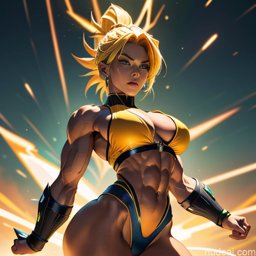 related ai porn images free for Busty Muscular Abs Super Saiyan Science Fiction Style Dynamic View Superhero Bodybuilder Powering Up