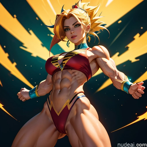 related ai porn images free for Busty Muscular Abs Super Saiyan Science Fiction Style Dynamic View Superhero Bodybuilder Powering Up