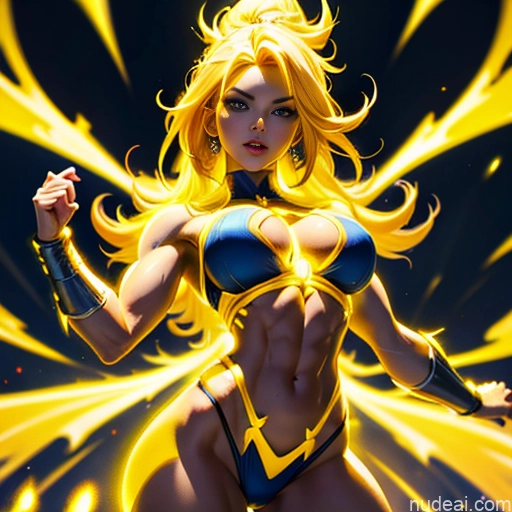 related ai porn images free for Busty Muscular Abs Superhero Superheroine Super Saiyan 3 Super Saiyan Neon Lights Clothes: Yellow Regal Powering Up