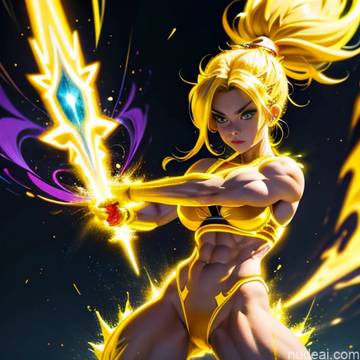 ai nude image of pics of Busty Muscular Abs Super Saiyan 3 Super Saiyan Neon Lights Clothes: Yellow Regal Powering Up Bodybuilder Science Fiction Style