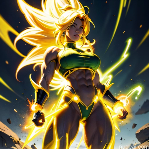 related ai porn images free for Busty Muscular Super Saiyan 3 Super Saiyan Science Fiction Style Abs Bodybuilder Powering Up Neon Lights Clothes: Yellow