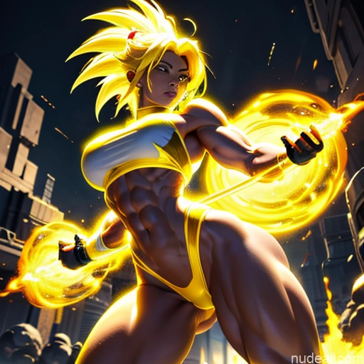 related ai porn images free for Busty Muscular Super Saiyan 3 Super Saiyan Science Fiction Style Abs Bodybuilder Powering Up Neon Lights Clothes: Yellow