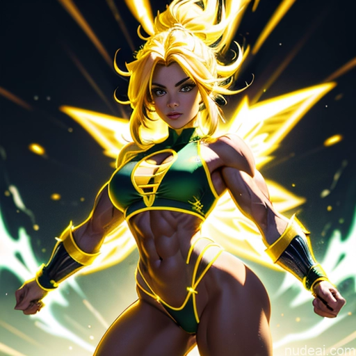 related ai porn images free for Busty Muscular Super Saiyan 3 Super Saiyan Science Fiction Style Abs Bodybuilder Powering Up Neon Lights Clothes: Yellow Superhero