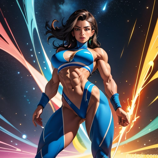 ai nude image of pics of Israel Jewish Muscular Powering Up Busty Superhero Bodybuilder Abs