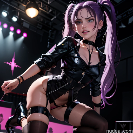 ai nude image of pics of Small Tits 18 Sad Purple Hair Pigtails Angst Stage Choker Bdsm High Heels Dark Lighting Detailed Kidnapped-bdsm-willing Partner Two Cumshot