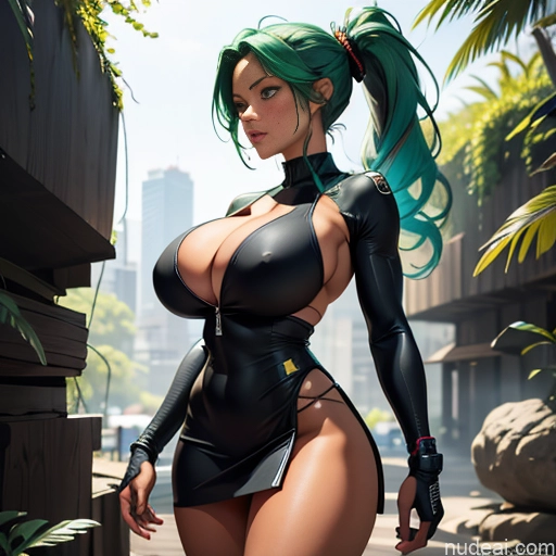 related ai porn images free for Busty Huge Boobs Muscular Big Ass Abs Tanned Skin Big Hips Long Legs Tall Athlete 18 Front View Green Hair Ponytail Skin Detail (beta) Detailed Cleavage Partially Nude Topless Transparent Micro Skirt Mesh