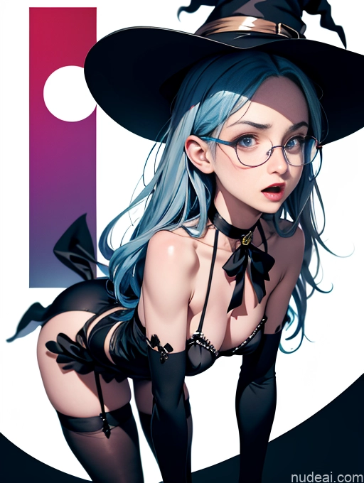 ai nude image of pics of Skinny Small Ass Small Tits Glasses Short Fairer Skin 20s Shocked Blue Hair British Long Hair Witch Thigh Socks Close-up View Bows Choker