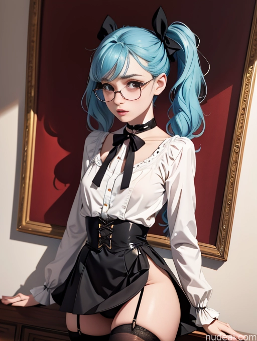 related ai porn images free for Skinny Small Ass Small Tits Glasses Short Fairer Skin 20s Blue Hair Thigh Socks Close-up View Bows Choker White Stockings Pigtails Shocked Victorian Witch Long Skirt