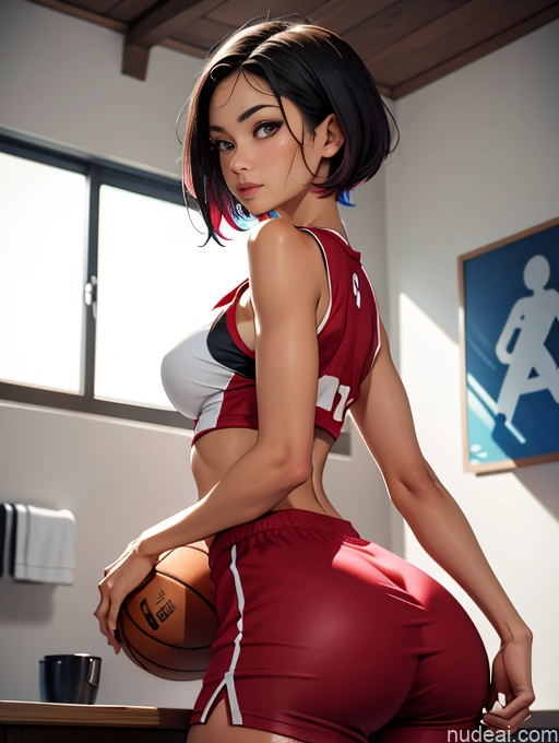 ai nude image of pics of Perfect Boobs Beautiful Big Ass Big Hips Perfect Body Afingering 40s Seductive Black Hair Pixie German Detailed Busty Thick Abs Tanned Skin Warm Anime Athlete Basketball Dynamic View