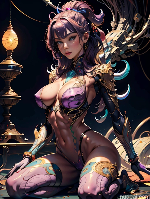 Beautiful Big Ass Big Hips Skinny Abs Perfect Body Afingering Buxomy 40s Seductive Detailed Muscular Woman Thick Tanned Skin Made Of Fractals Dark Fantasy Bright Lighting Full Frontal Busty Perfect Boobs Purple Hair Long Hair Chinese