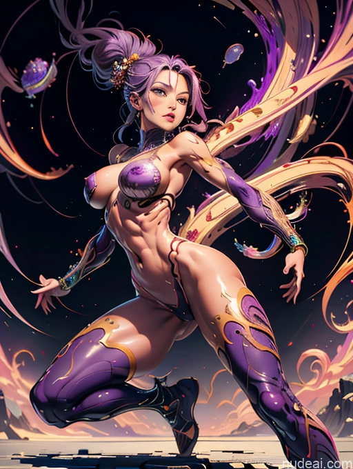 Beautiful Big Ass Big Hips Skinny Abs Perfect Body Afingering Buxomy 40s Seductive Detailed Muscular Woman Thick Tanned Skin Made Of Fractals Dark Fantasy Full Frontal Busty Perfect Boobs Purple Hair Long Hair Chinese Powering Up