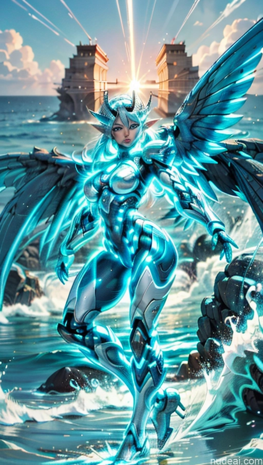 related ai porn images free for Bodybuilder Powering Up Perfect Boobs SSS: A-Mecha Musume A素体机娘 Has Wings Deep Blue Eyes Muscular Abs Neon Lights Clothes: Blue