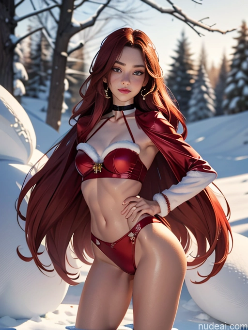 ai nude image of pics of Model Beautiful Small Ass Skinny Long Legs Tall Perfect Body 18 Ginger Long Hair Choker Santa Detailed Skin Detail (beta) Snow Busty